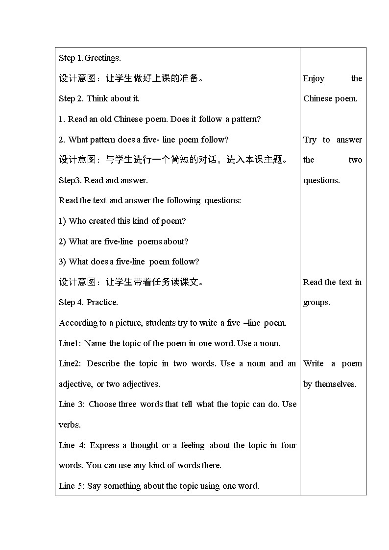 冀教版九年级上册英语 Unit4 Lesson 20 Say It in Five教学设计03