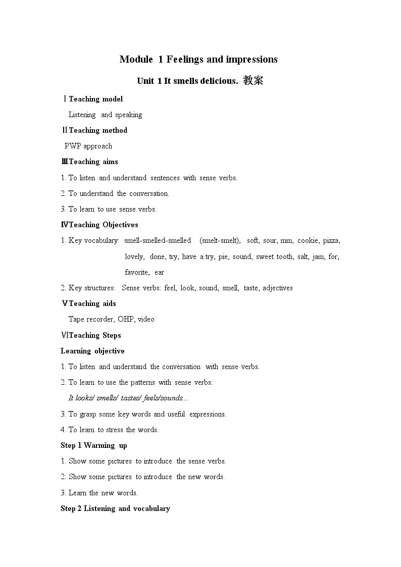 Module 1  Feelings and impressions Unit 1（课件+教案+练习+学案）01