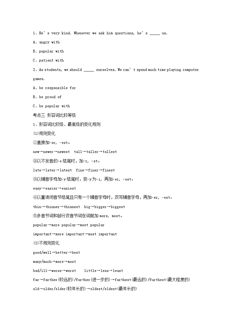 （通用版）中考英语二轮语法专项复习《形容词》考点剖析 (含答案)第3页