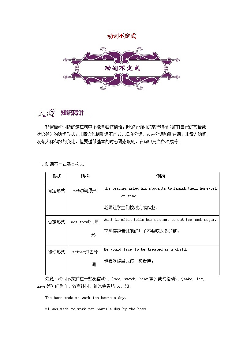 中考英语二轮复习专题讲与练： 动词不定式（含详解）第1页