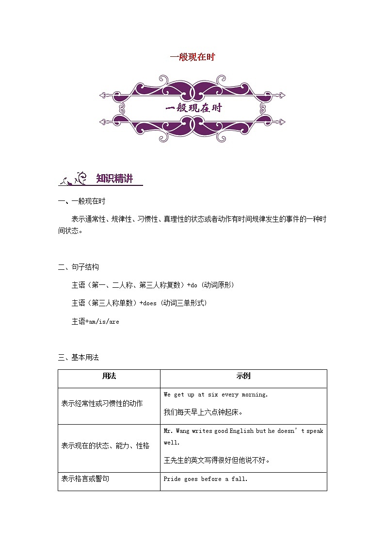 中考英语二轮复习专题讲与练： 一般现在时（含详解）第1页