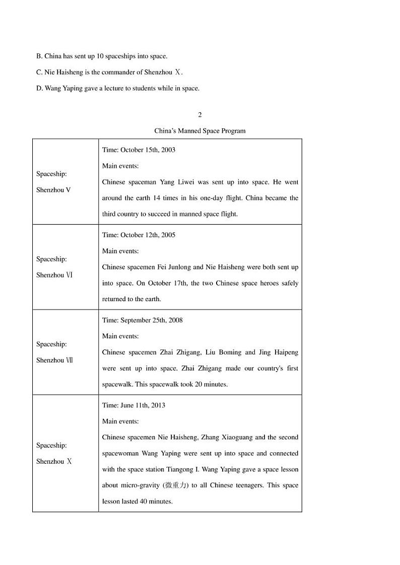 2022年中考英语二轮复习时事热点阅读专练 热点06 神州系列飞船探索历程(学生版+解析版)第2页