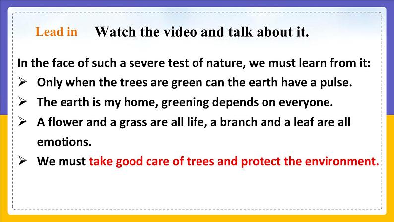 Unit 4 Save the trees Period 5 More practice & culture corner课件+教案+学案+练习05