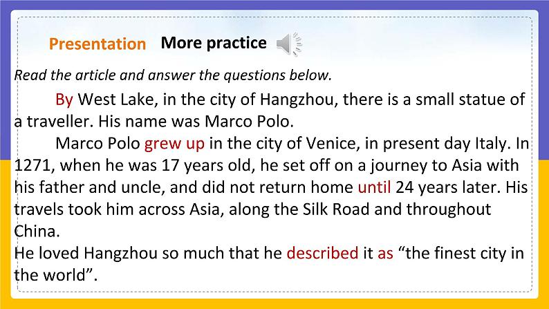 Unit 1 Great explorations Period 5 more practice & culture corner 课件第4页