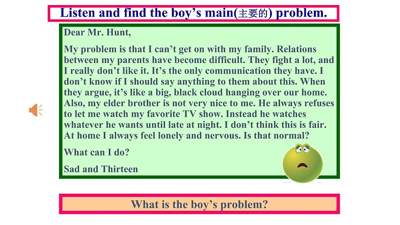 人教新目标八年级英语下册---Unit 4 Why don't you talk to your parents_ SectionA(3a-3c)Reading课件+音视频07