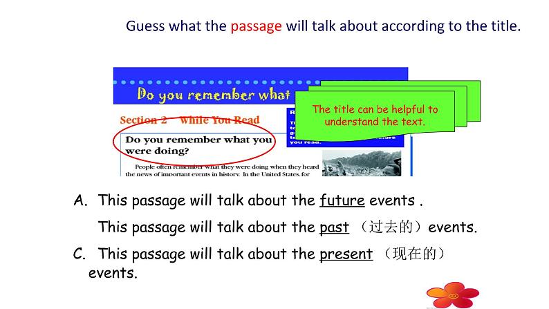 人教新目标八年级英语下册---Unit 5 What were you doing when the rainstorm came_ Period 5 Section B Reading（2a-2e)课件PPT06
