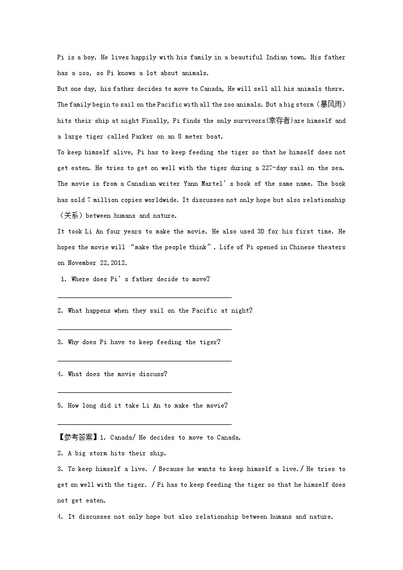 (人教新目标版)中考英语一轮复习九全Unit1_2词汇拓展复习+阅读理解（含答案）第3页