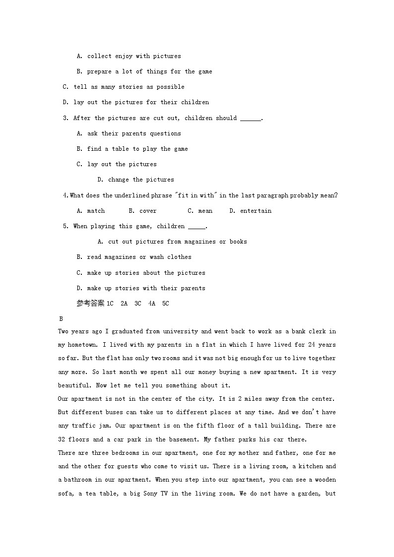 (人教新目标版)中考英语一轮复习八上Unit3_4阅读+重点单词回扣练习卷（含答案）02