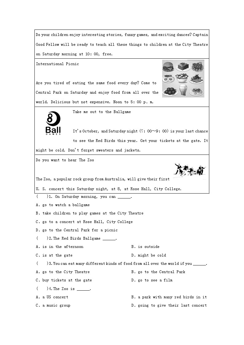 (人教新目标版)中考英语一轮复习八上Unit5_6阅读+重点单词回扣练习卷（含答案）03