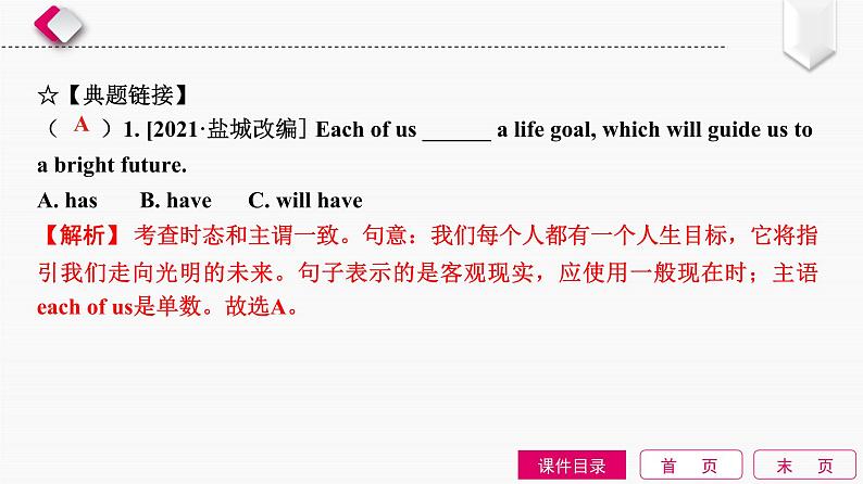 2022中考英语全效大二轮语法专项复习（课件+优练）：第9单元　动词的时态08