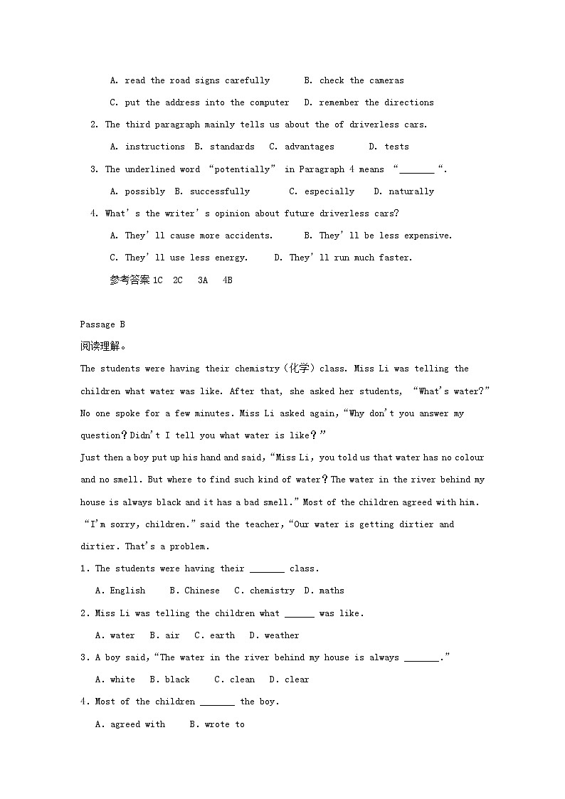 中考英语二轮专项复习阅读理解训练题03（含答案）第2页