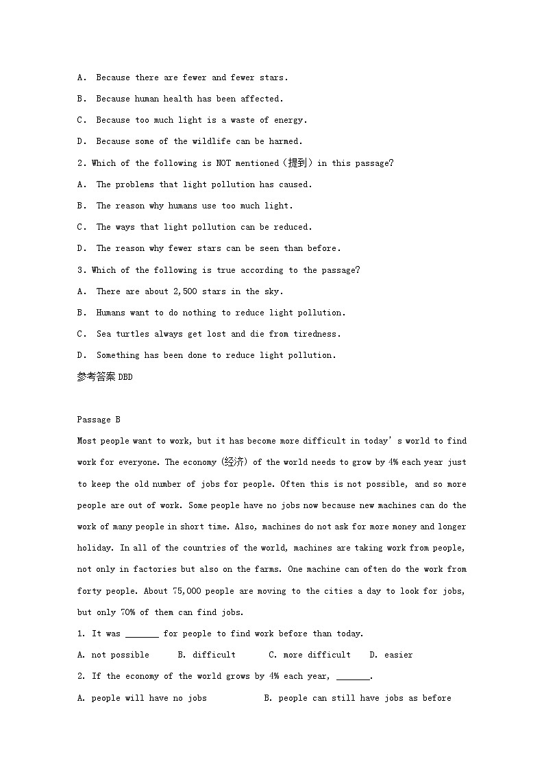 中考英语二轮专项复习阅读理解训练题11（含答案）第2页