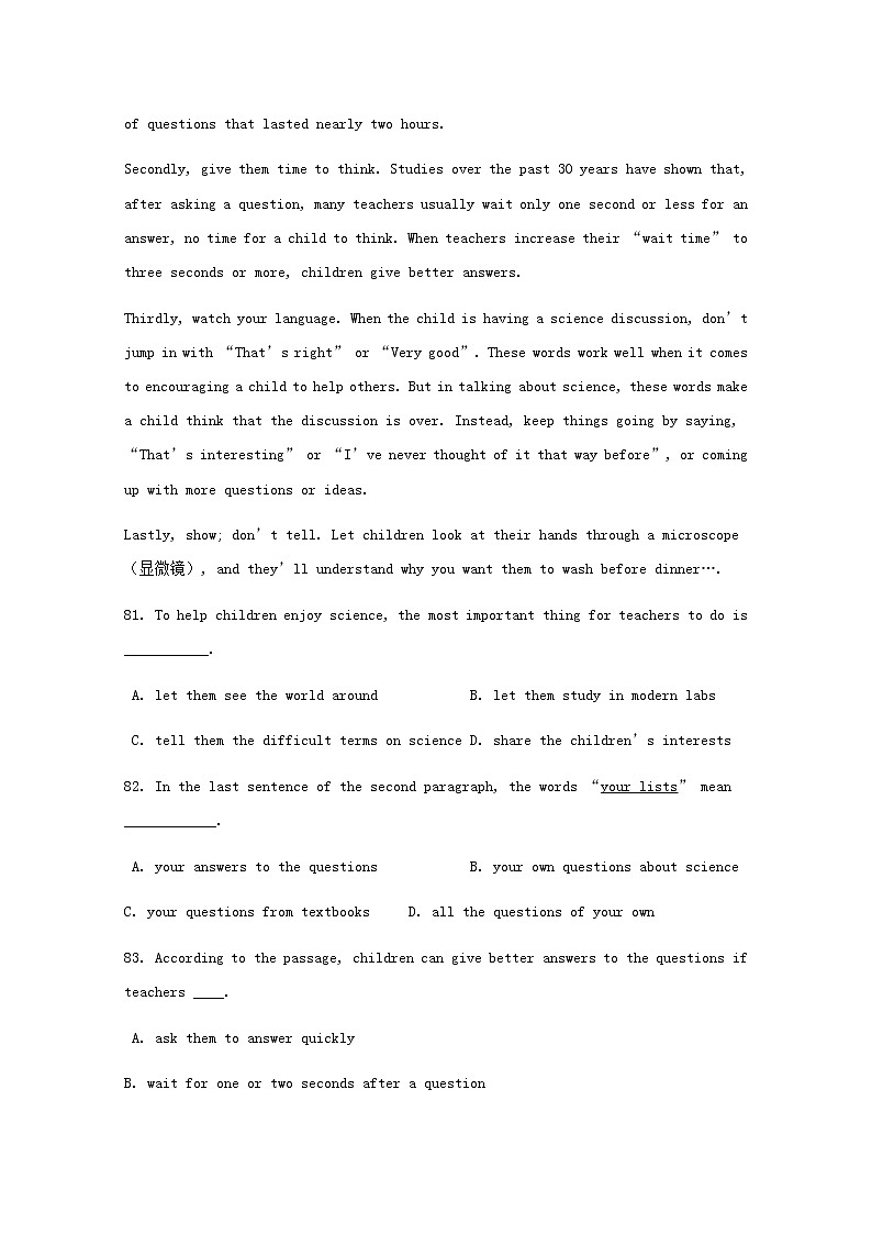 (通用版)中考英语二轮专项复习阅读理解练习题14（含答案）第3页