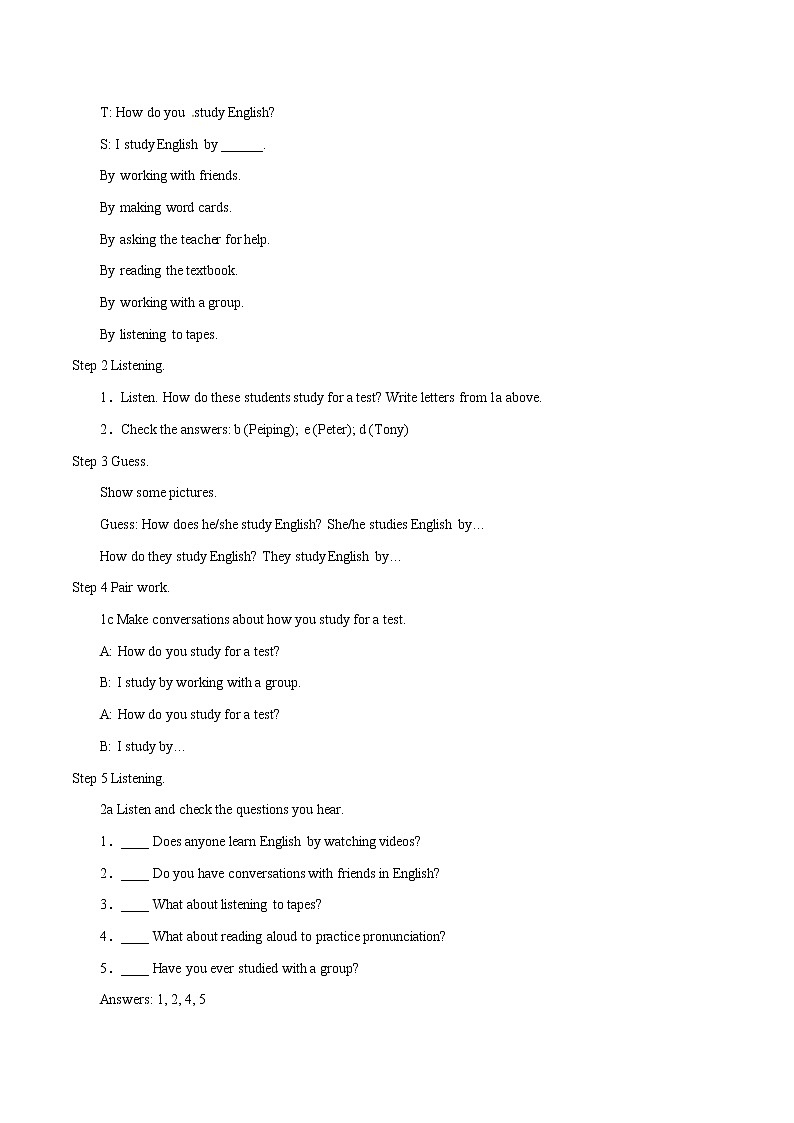 Unit 4 How can we become good learners第一课时 教案 初中英语鲁教版（五四学制）八年级下册（2022年）02