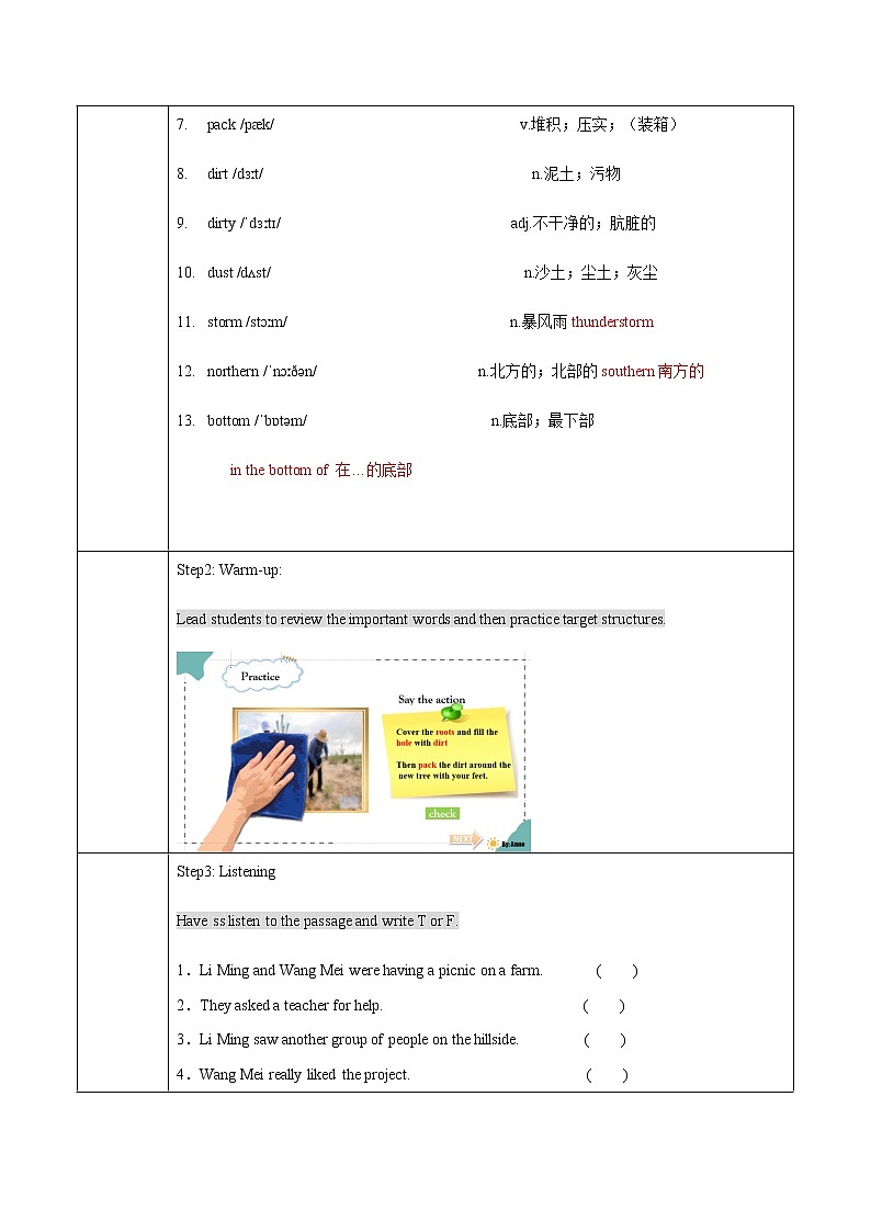 Unit2 Lesson 7 Planting trees教案 初中英语冀教版八年级下册（2022年）02