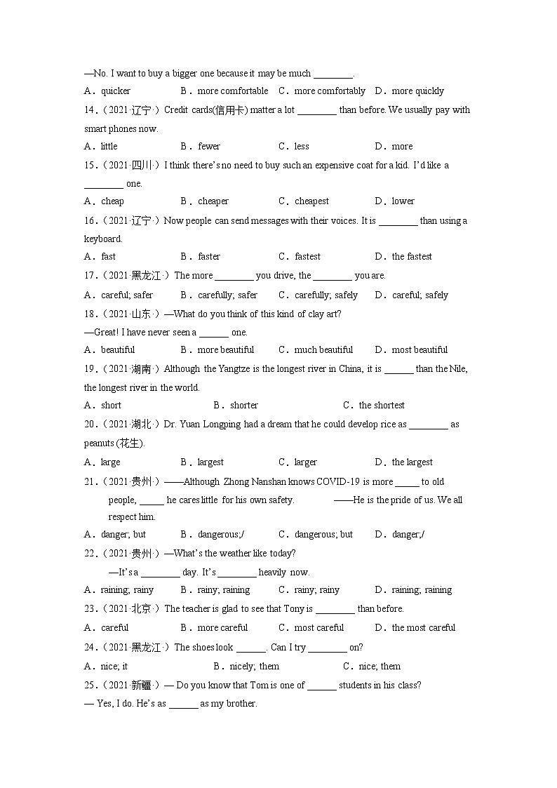 专题06 形容词真题精练第2页