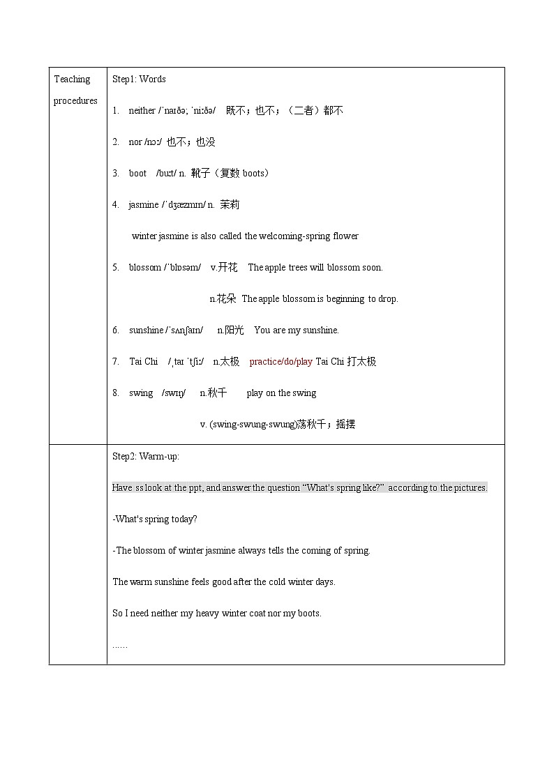 Unit 1 Lesson 2 It's getting warmer 教案 初中英语冀教版八年级下册（2022年）02