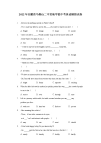 2022年安徽省马鞍山二中实验学校中考英语模拟试卷（含答案）