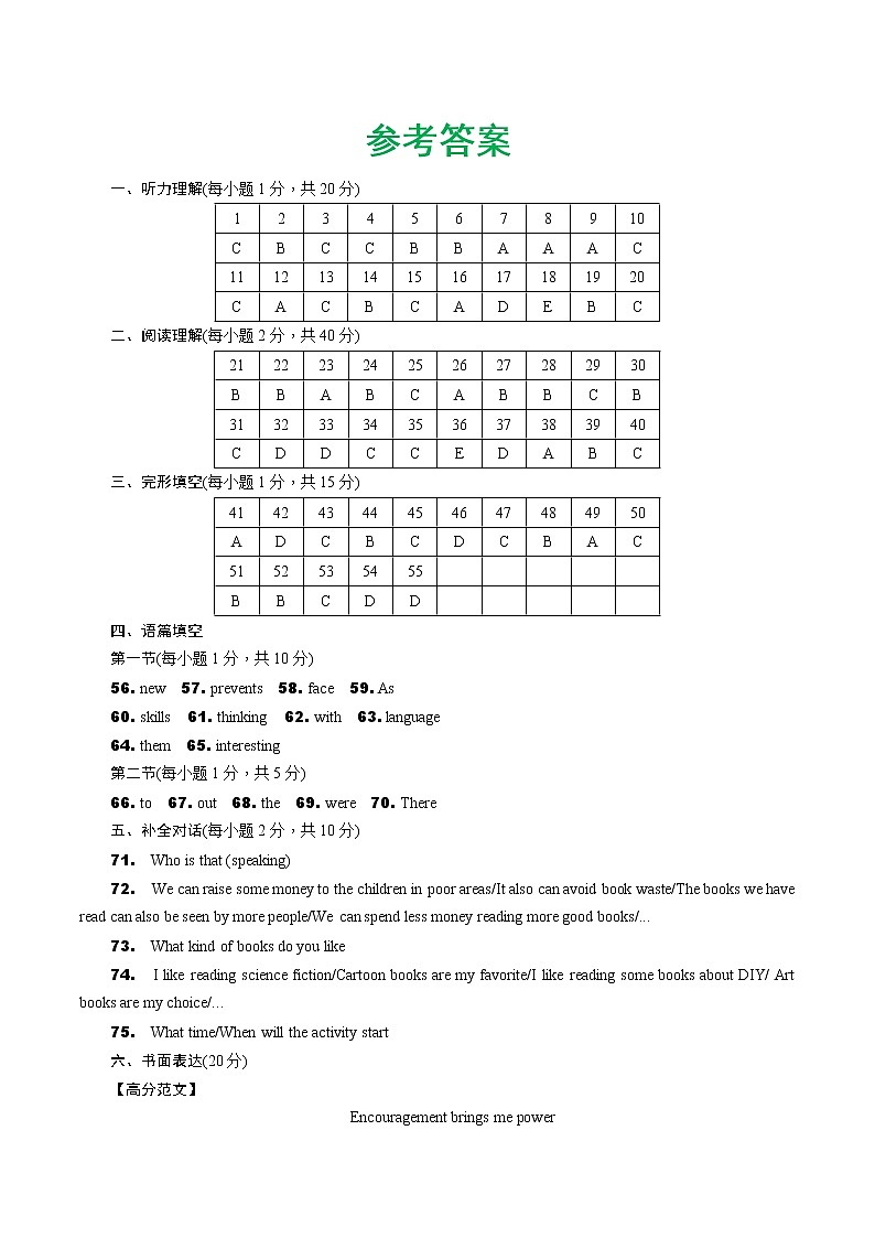 2022年河南省普通高中招生模拟考试英语试卷··01