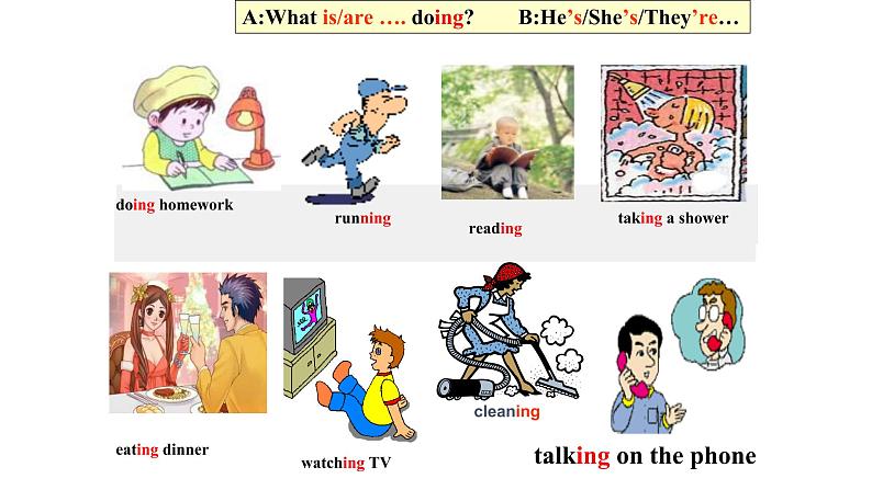 人教新目标七下英语---Unit 6 I'm watching TV. Section A （2d&Grammar) 课件+ 音视频03