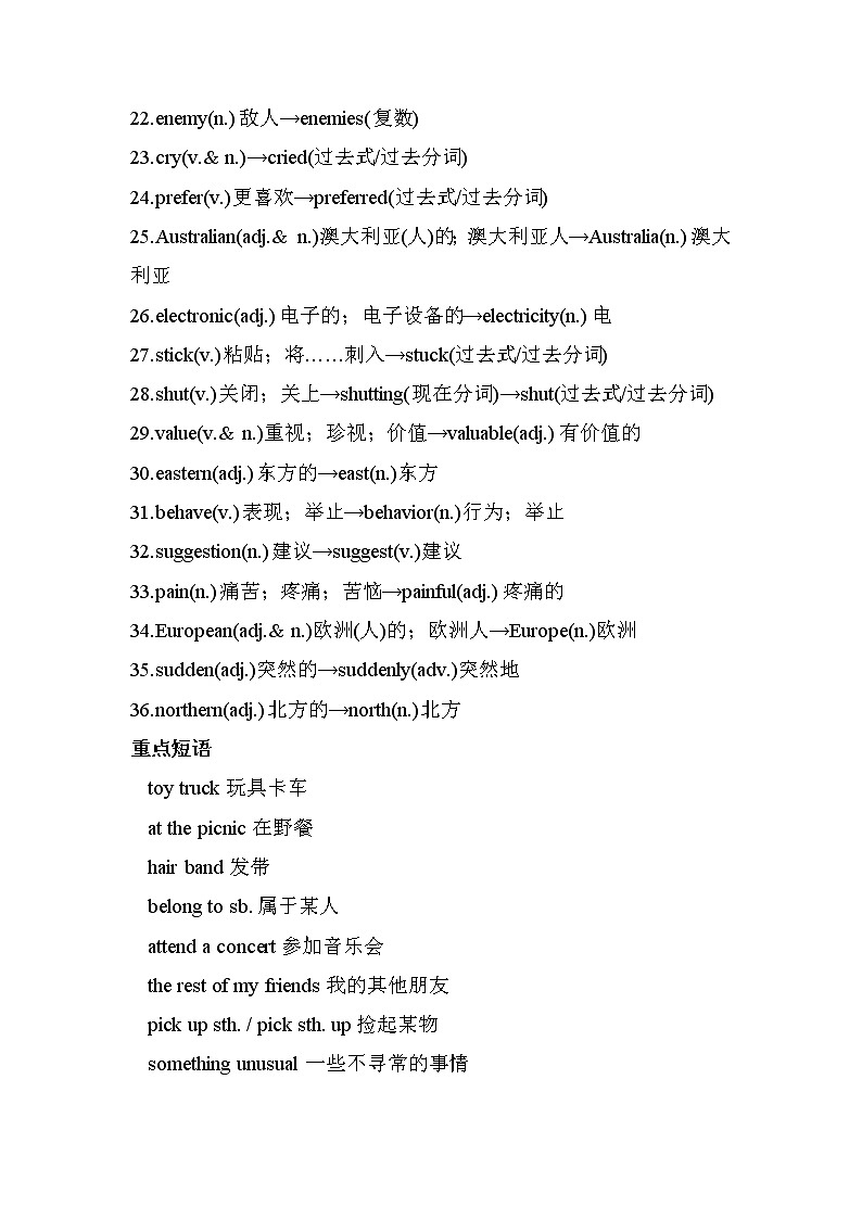 2022年人教版中考英语一轮复习九年级Units8-14单元重点单词短语第2页
