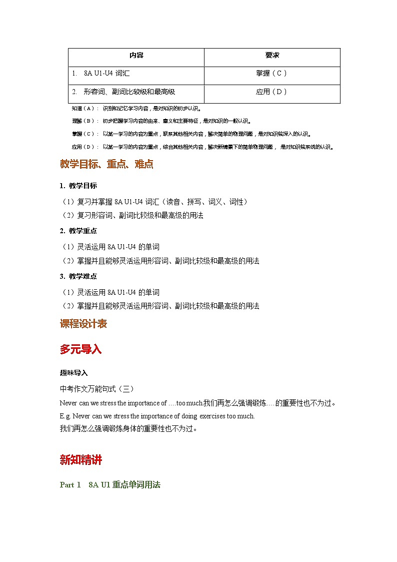 中考一轮复习：8A U1-U4（学生版）第2页