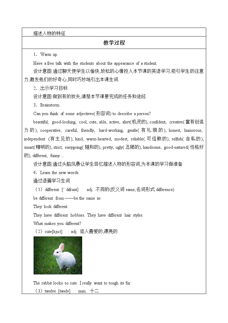 冀教版（三起）英语七年级上册 Unit 3 Body parts and feelings _6（教案）02