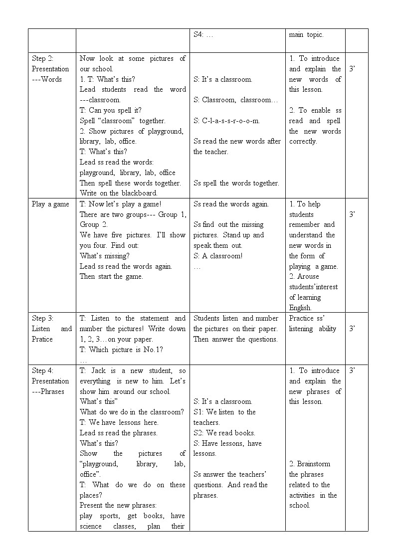 冀教版（三起）英语七年级上册 Unit 1 School and friends Lesson 3 Welcome to Our Schoo1（教案）02