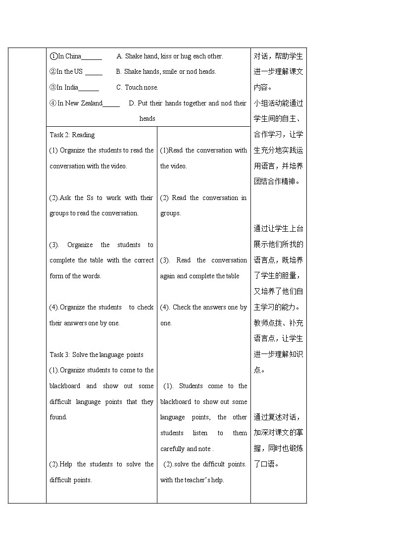 Module 11Unit 1 They touch noses!教案 初中英语外研版七年级下册（2022年）03