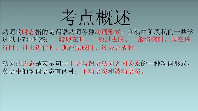 2022年九年级二轮复习专用中考英语动词的时态语态课件02