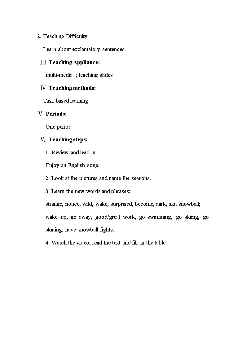 冀教版（三起）英语七年级下册 Unit 6  Seasons-Lesson 31 What Strange Weather!(1)（教案）02