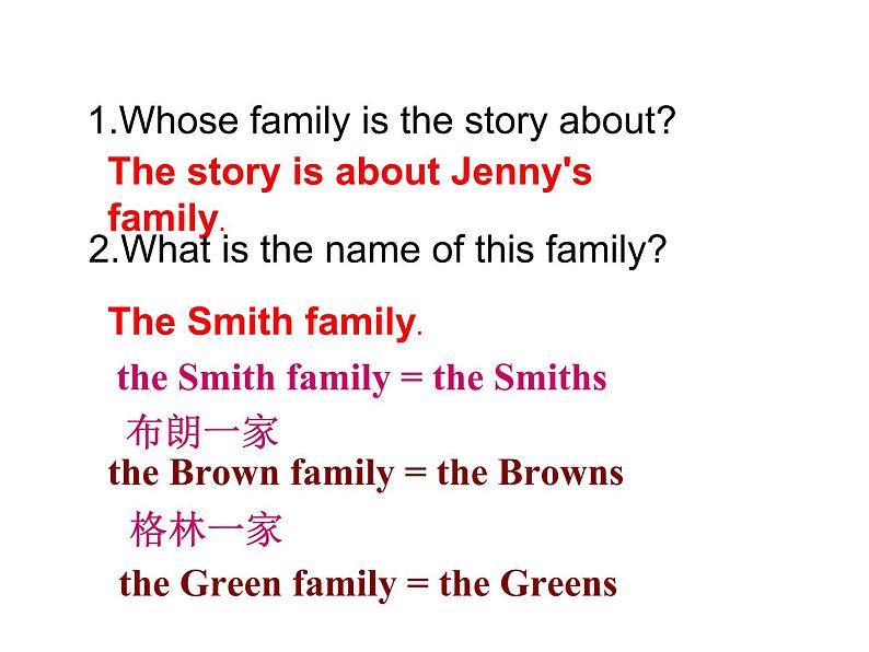 冀教版（三起）英语七年级上册 Unit 5 Family and home Lesson 25 Jenny's Family（课件）07