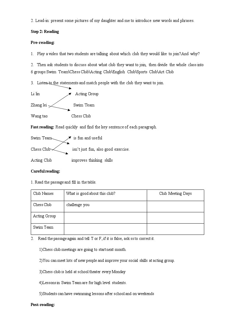 冀教版（三起）英语七年级下册 Unit 4  After-School Activities Lesson 20 Join Our Club!（教案）02