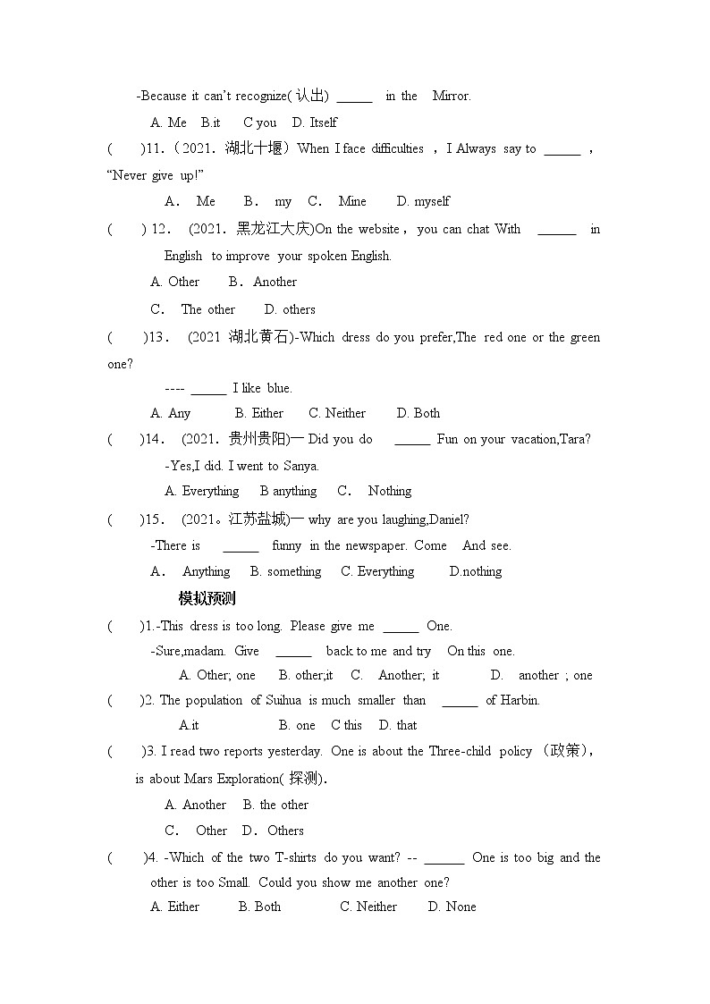 2022年英语中考专项复习-代词第2页