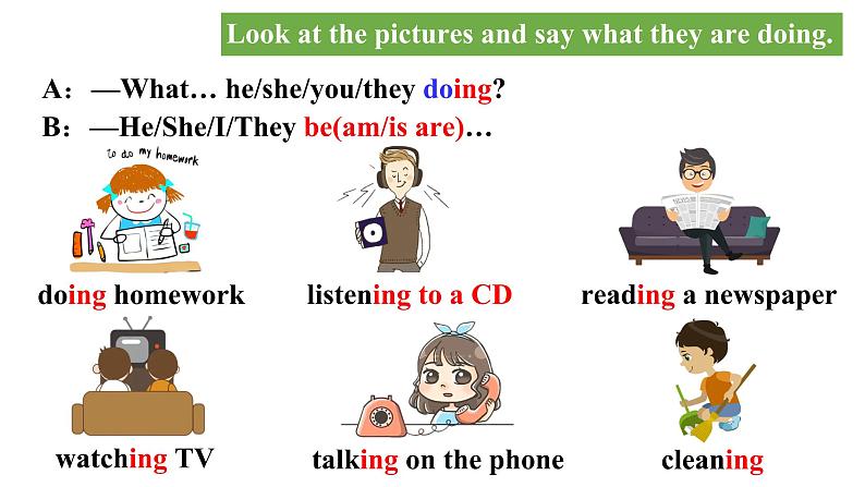 Unit 6 I 'm watching TV Section B 3a-self check 课件(26张PPT)第5页