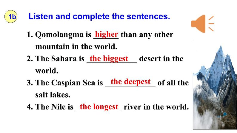 人教新目标八年级英语下册--Unit 7 What's the highest mountain in the world_ SectionA1a-2d 公开课课件+音视频07