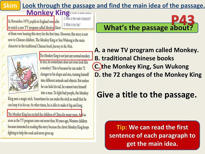 人教新目标八年级英语下册--Unit 6 An old man tried to move the mountains. Section A （3a-3c）课件+ 音视频05