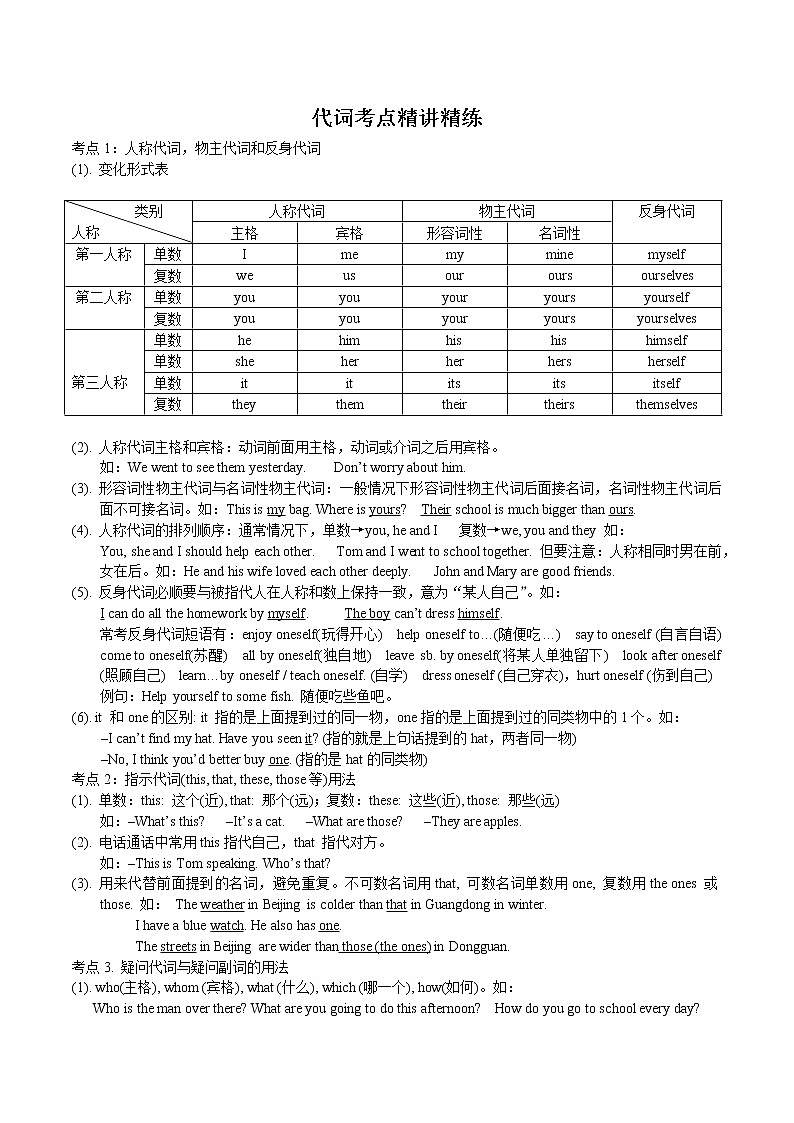 中考语法（代词）-人教版九年级英语（无答案）第2页