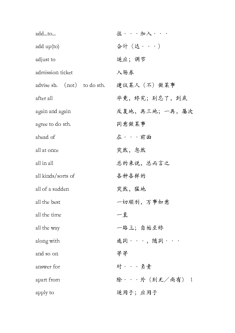 2022年人教版中考英语词组总结归纳（早读材料）练习题第2页