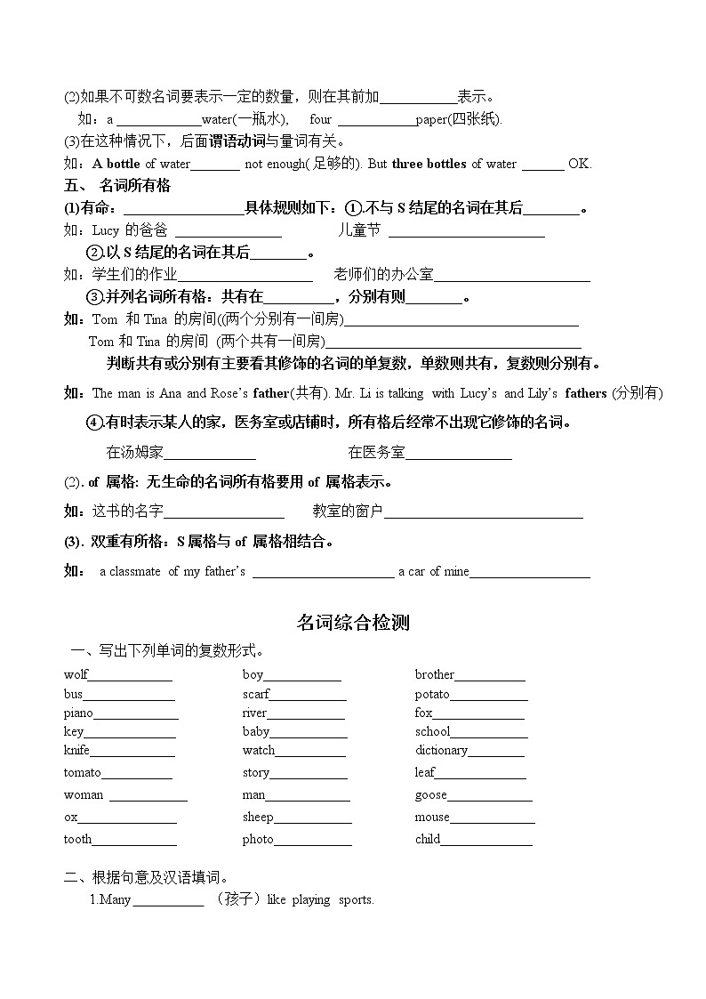 2022年人教版九年级中考英语-名词讲练学案第2页