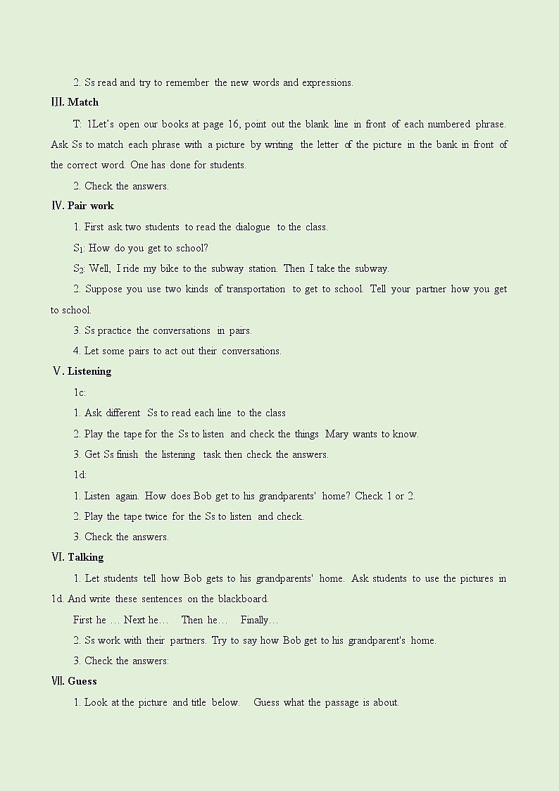 人教新目标(Go for it)版英语七年级下 Unit 2 What time do you go to school？ Section B_1 教案02