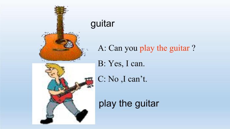 人教新目标(Go for it)版英语七年级下 Unit1 Can you play the guitar Section A 课件02