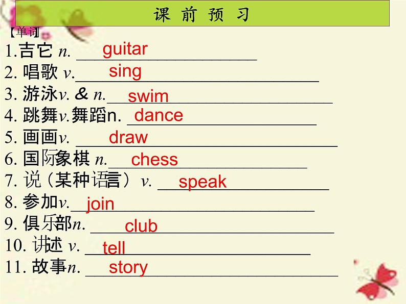 人教新目标(Go for it)版英语七年级下 Unit1 Can you play the guitar sectionA 课件第2页