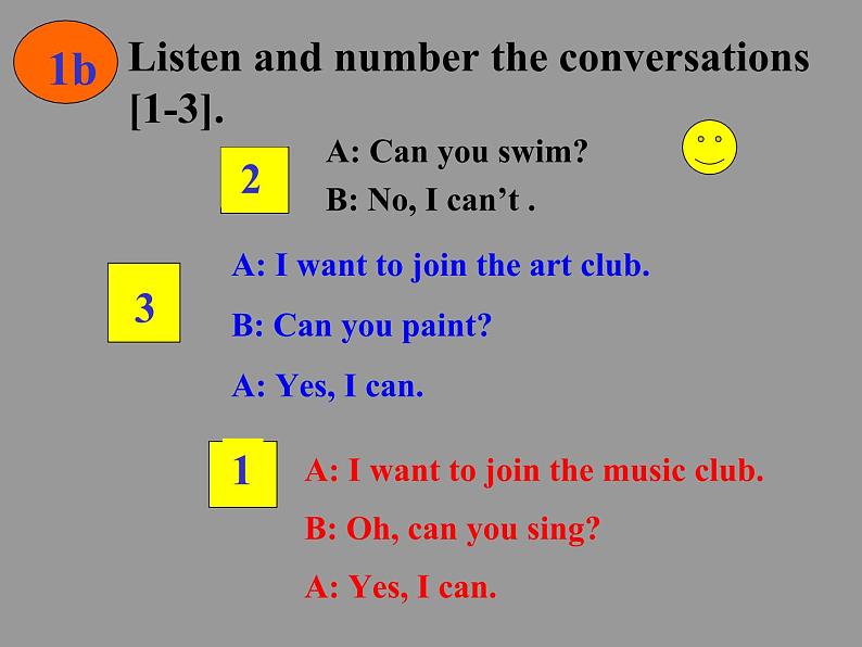 人教新目标(Go for it)版英语七年级下 Unit 1 Can you play the guitarSection A(1a -2d) 课件06