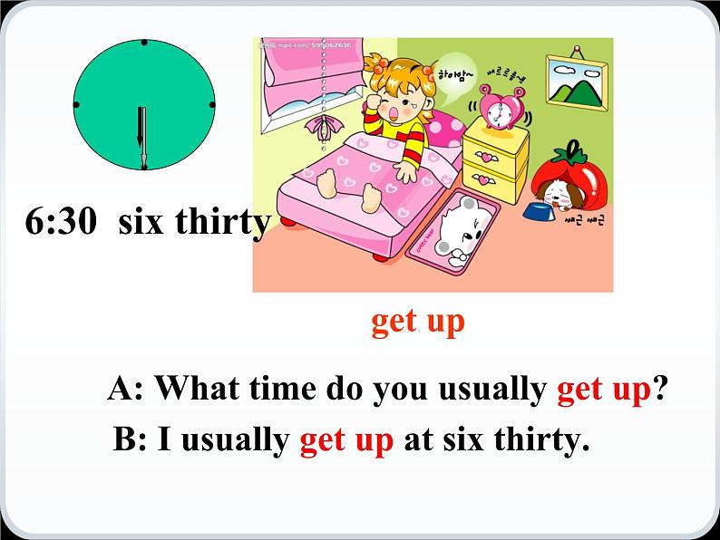 人教新目标(Go for it)版英语七年级下 Unit 2 What time do you go to school？ Section A 课件第8页