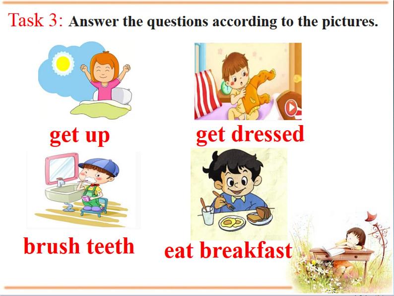 人教新目标(Go for it)版英语七年级下 Unit 2 What time do you go to school？ Section B 课件第6页