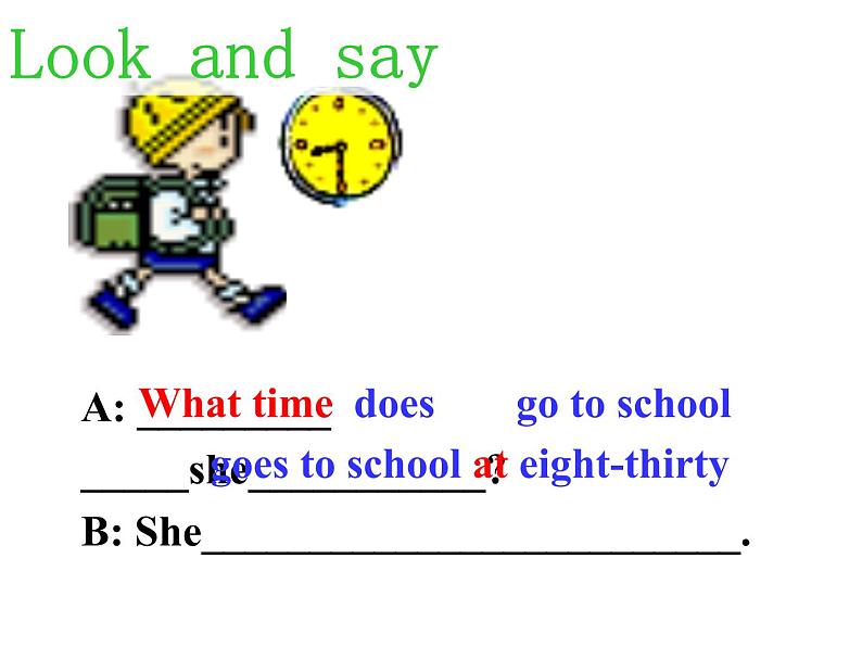 人教新目标(Go for it)版英语七年级下 unit 2 What time do you go to school(12) 课件08