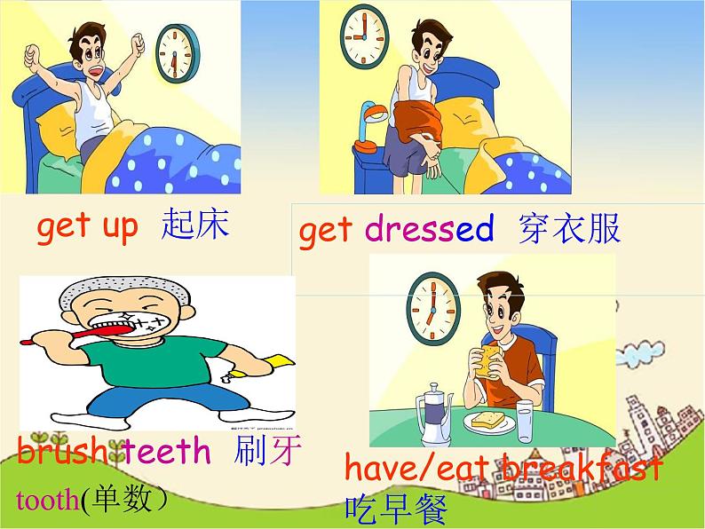 人教新目标(Go for it)版英语七年级下 Unit 2 What time do you go to school1st 课件第8页