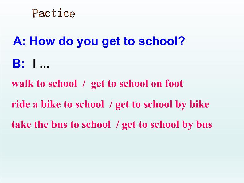 人教新目标(Go for it)版英语七年级下 How do you get to school 课件05