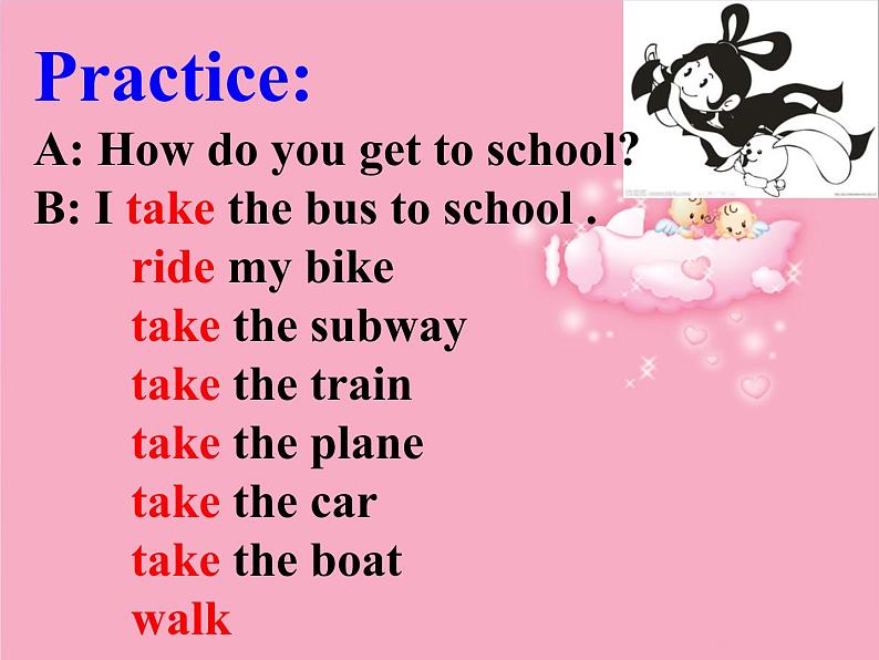 人教新目标(Go for it)版英语七年级下 Unit3 How do you get to school-Section A(2) 课件06